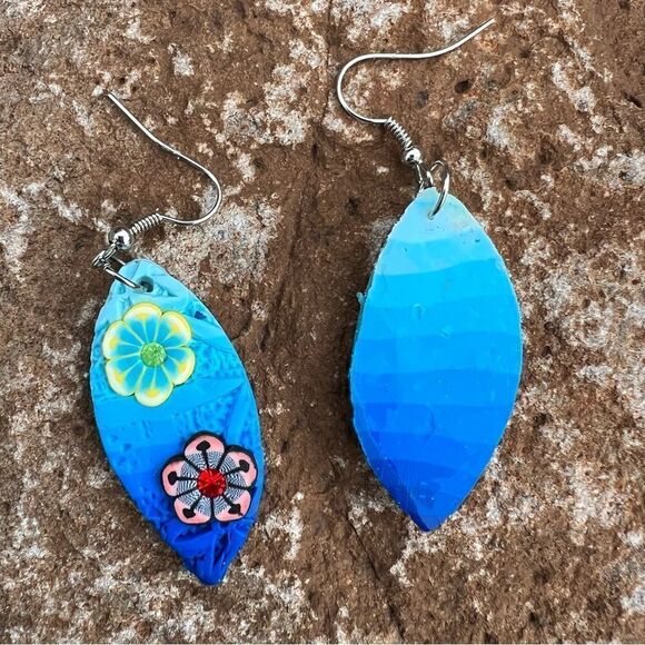 Polymer clay earrings in beach design on earwires - Picture 3 of 5